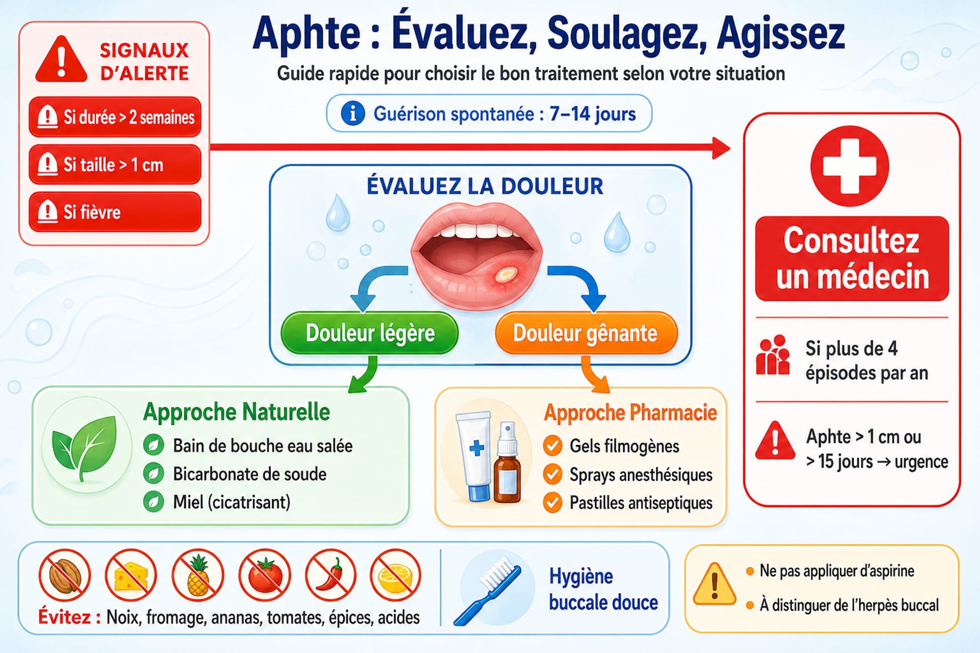Infographie médicale sur l'aphte