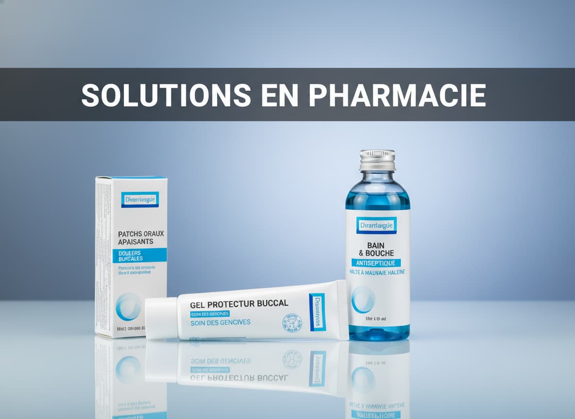 Soins en pharmacie pour les aphtes : bain de bouche, gel, patch