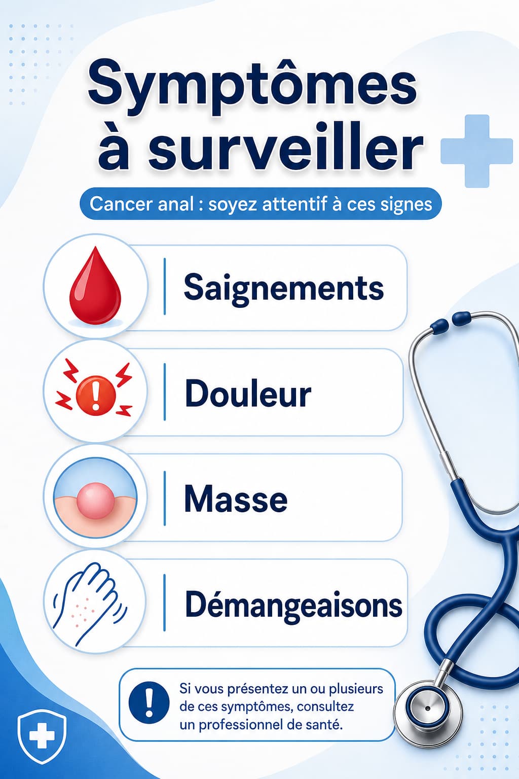Infographie listant les symptômes du cancer de l